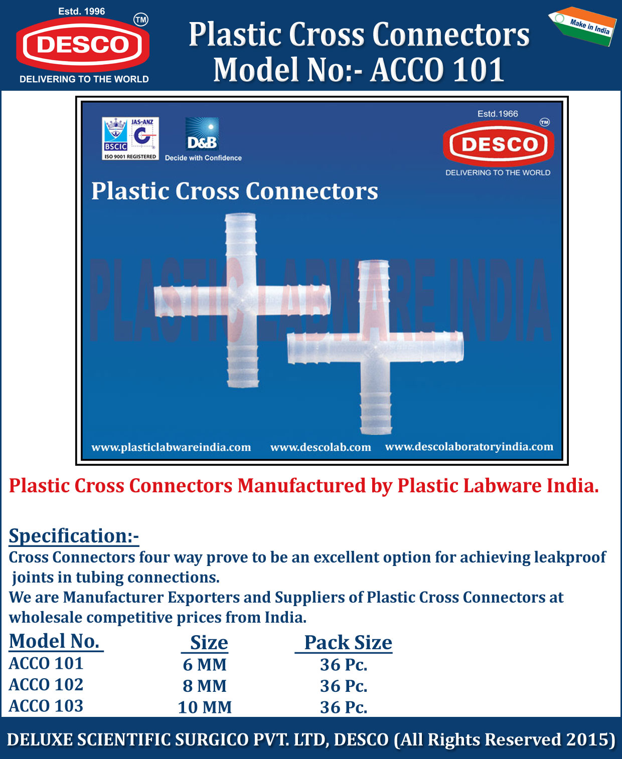 Plastic Cross Connectors - Manufacturers, Vendors and Suppliers India